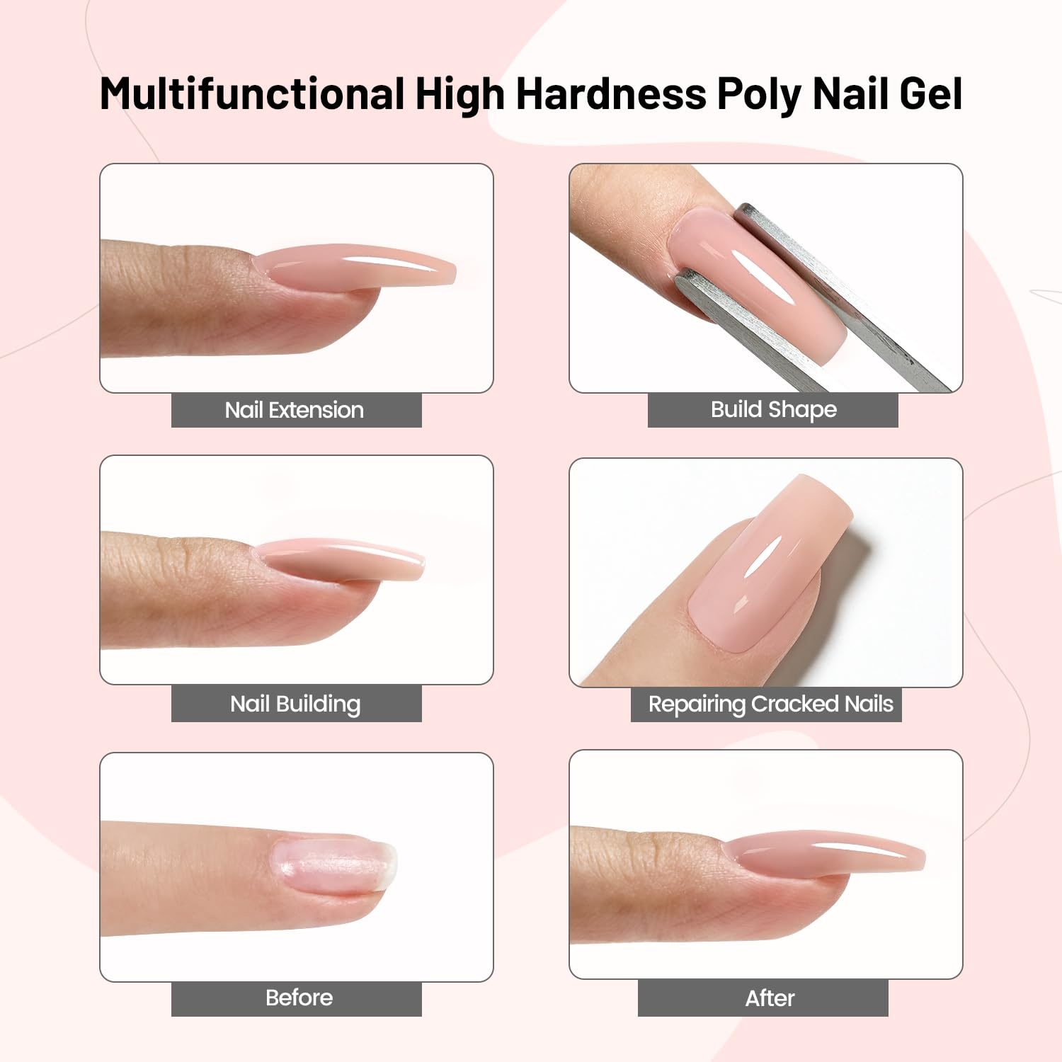 JODSONE High Hardness Poly Nail Gel Dark Nude Extension Nail for Nails Manicures Home Salon(60G-Poly Nail Gel-403) - view 6