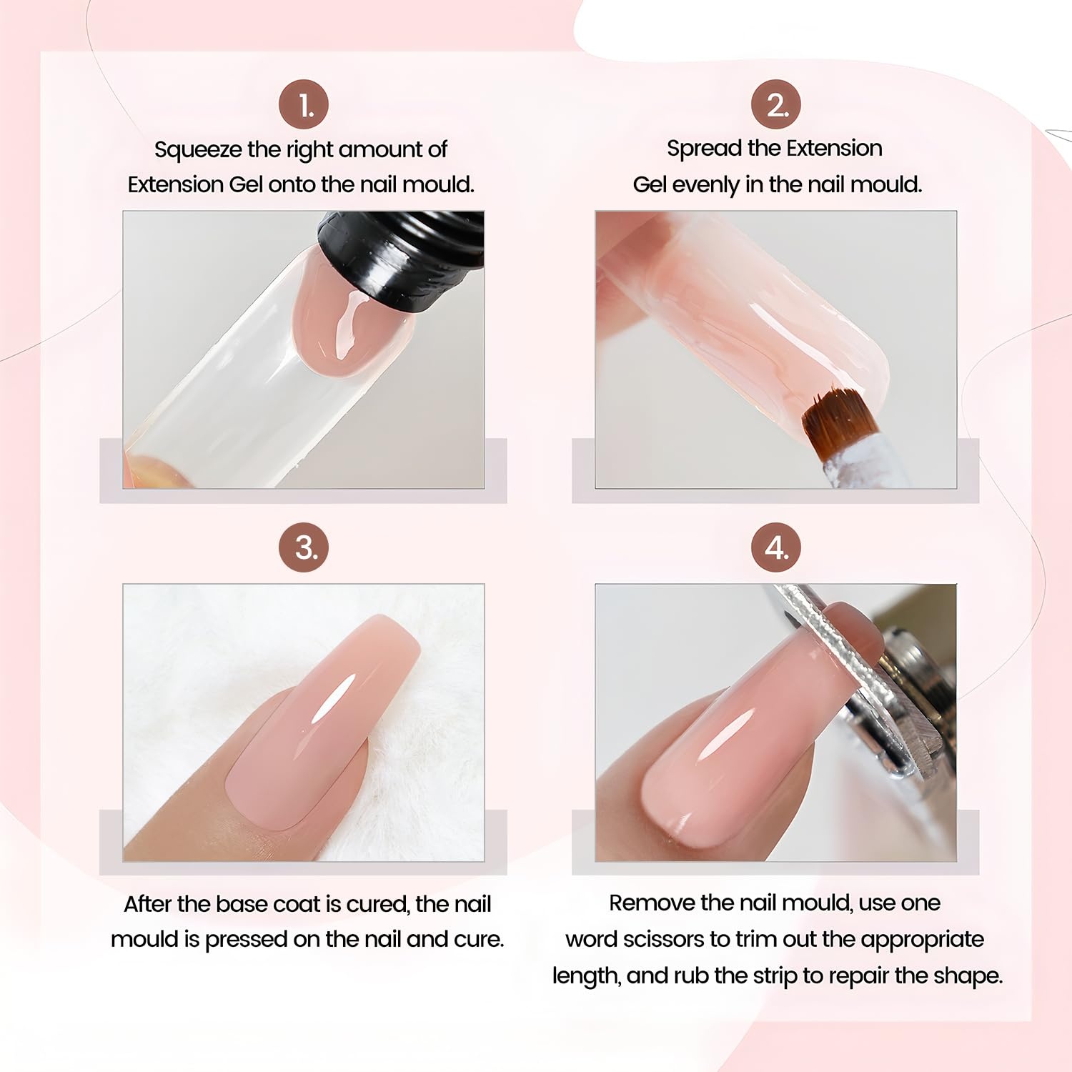 JODSONE High Hardness Poly Nail Gel Dark Nude Extension Nail for Nails Manicures Home Salon(60G-Poly Nail Gel-403) - view 7