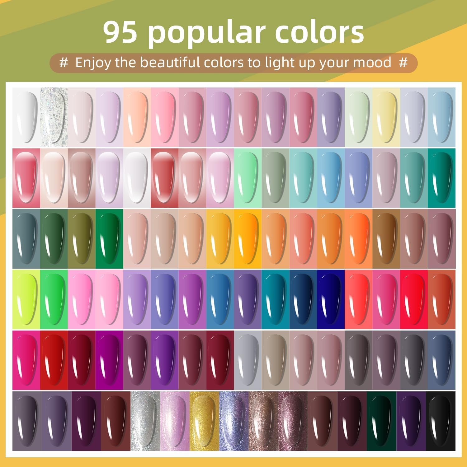 JODSONE 100 PCS Gel Nail Polish Kit No Wipe Soak off Base Coat and Matte Glossy Top Coat Gel Polish Collections for Salon and Home DIY Use(0 Fl Oz (Pack of 100)) - view 2