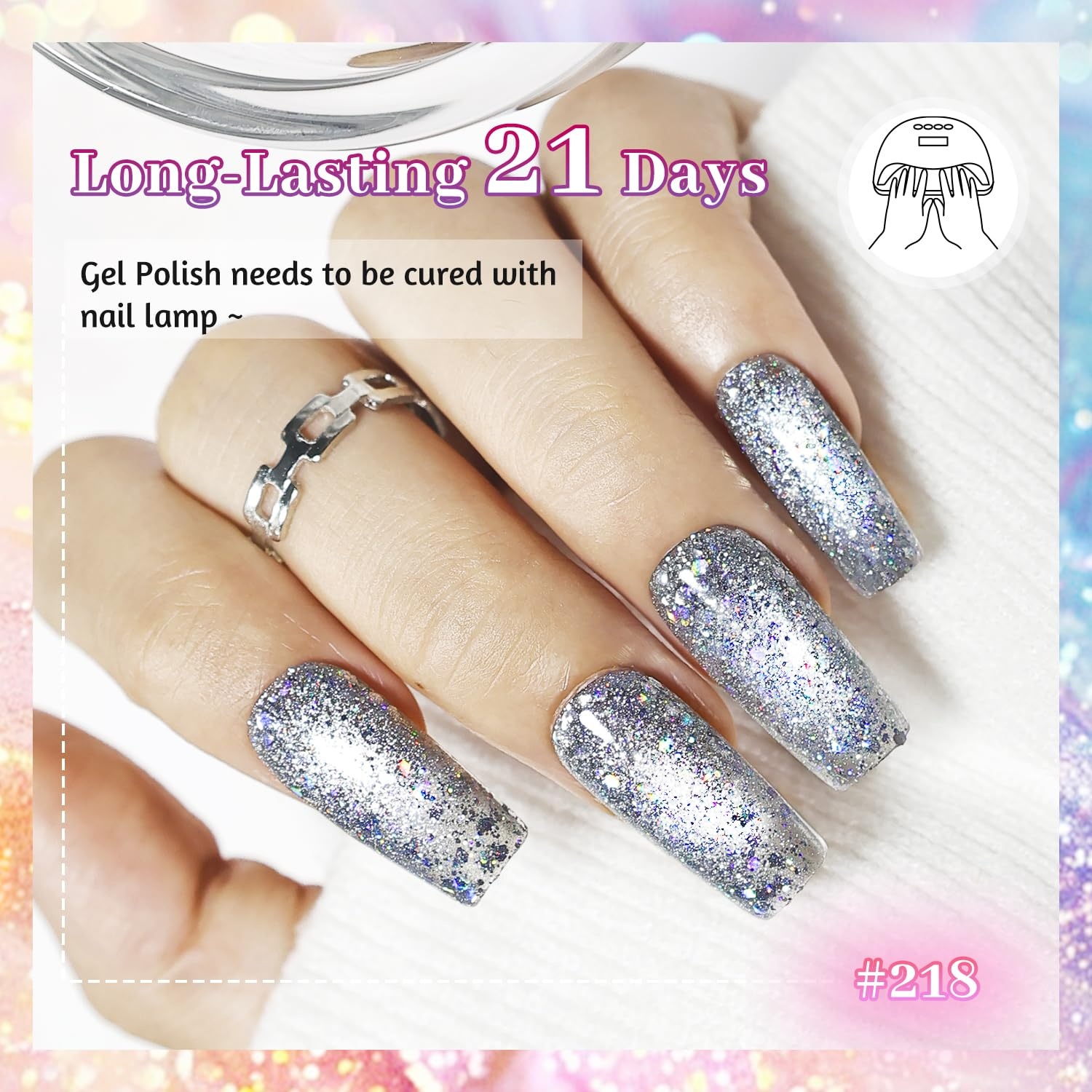 JODSONE 10 Colors Gel Nail Polish Set with Base Coat and Top Coat Magnetic Stick Aurora Crystals Cat Eye Perfect Holiday Gifts for Manicure and Lovers(10Color-CE-7) - view 5