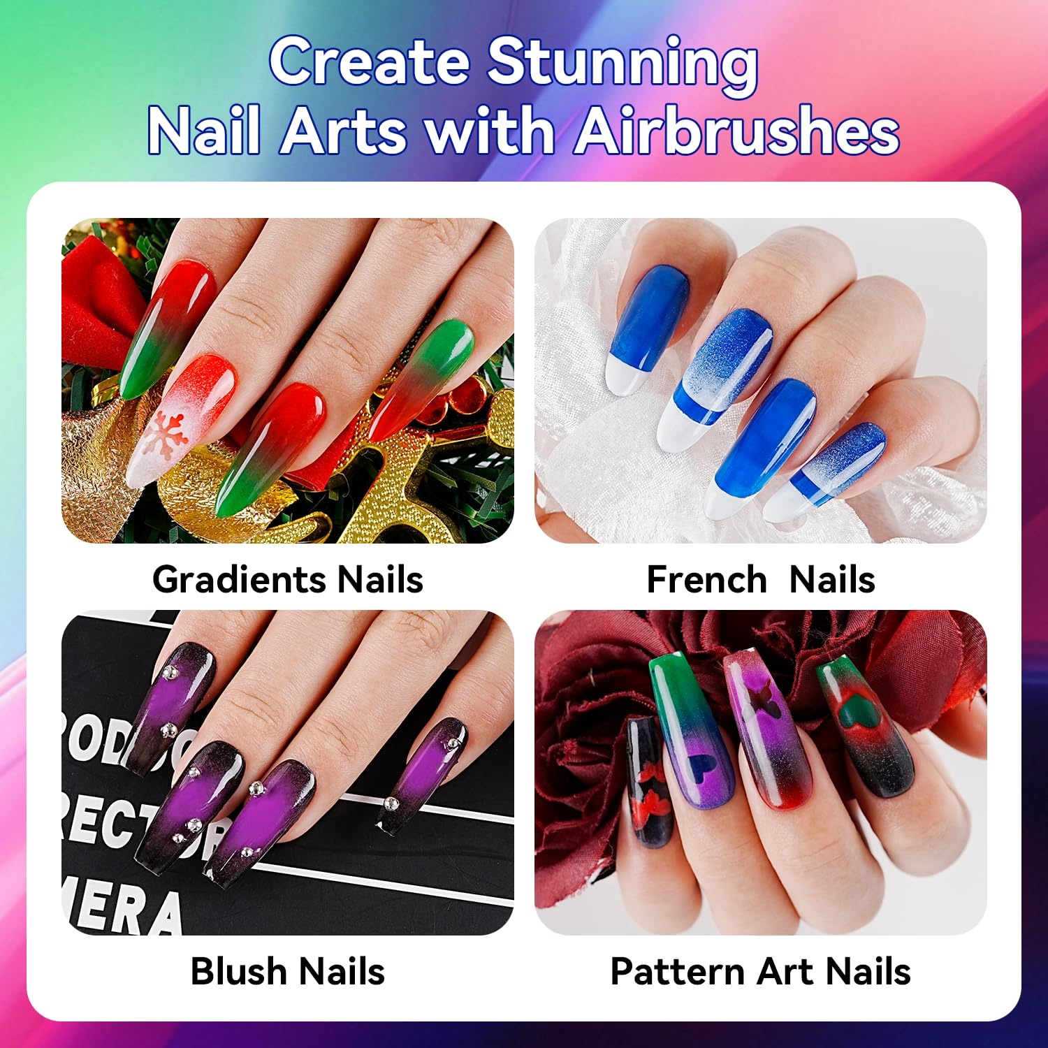 JODSONE 18ml Classic Airbrush Gel Nail Polish Set 6 Colors with White Red Blue Purple No Dilution Fine Mist Nail for Ombre Blush and French Manicure Designs Women’s Holiday Gift(6Color-Airbrush-1) - view 5