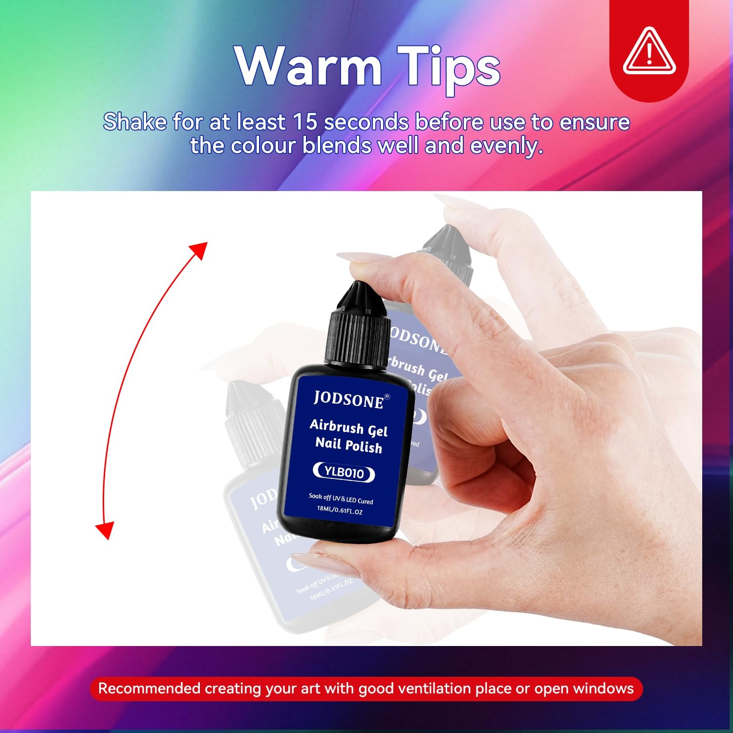 JODSONE 18ml Classic Airbrush Gel Nail Polish Set 6 Colors with White Red Blue Purple No Dilution Fine Mist Nail for Ombre Blush and French Manicure Designs Women’s Holiday Gift(6Color-Airbrush-1) - view 7