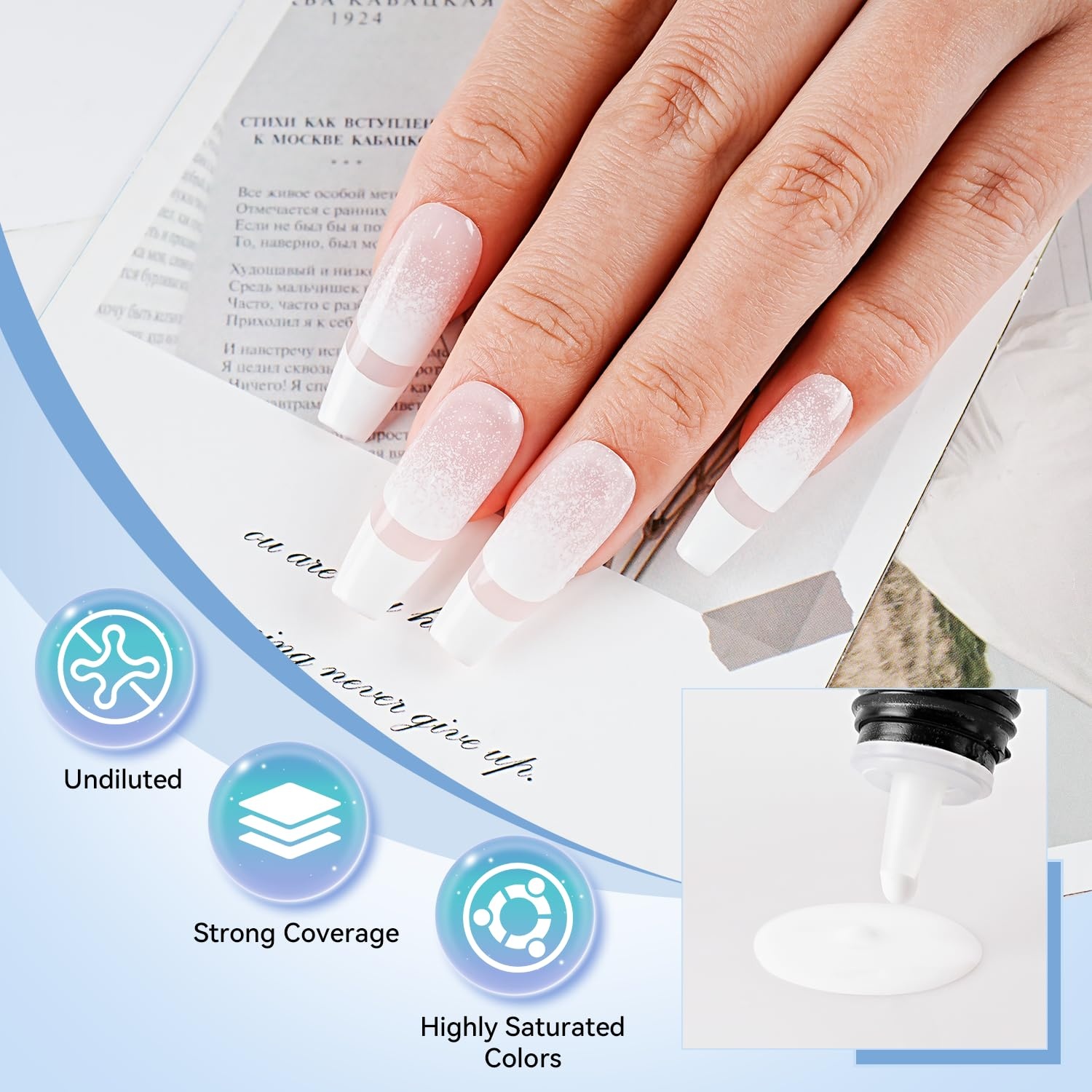 JODSONE 18ml Airbrush Gel Nail Polish White Fine Mist Nail No Dilution for French Manicure Painting Gradient Nail Art Design