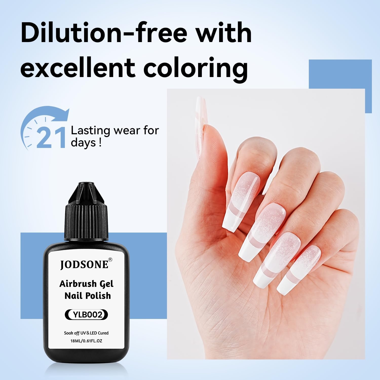 JODSONE 18ml Airbrush Gel Nail Polish White Fine Mist Nail No Dilution for French Manicure Painting Gradient Nail Art Design - view 6