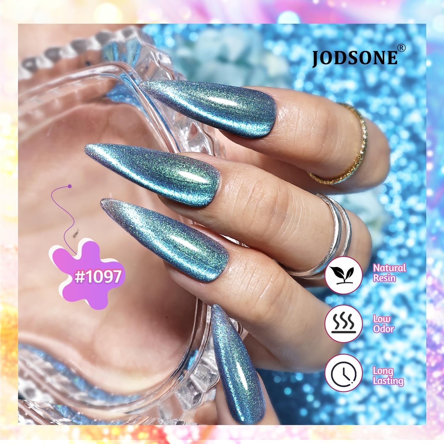 JODSONE 10 Colors Gel Nail Polish Set with Base Coat and Top Coat Magnetic Stick Aurora Crystals Cat Eye Perfect Holiday Gifts for Manicure and Lovers(10Colors-CE-5) - view 5