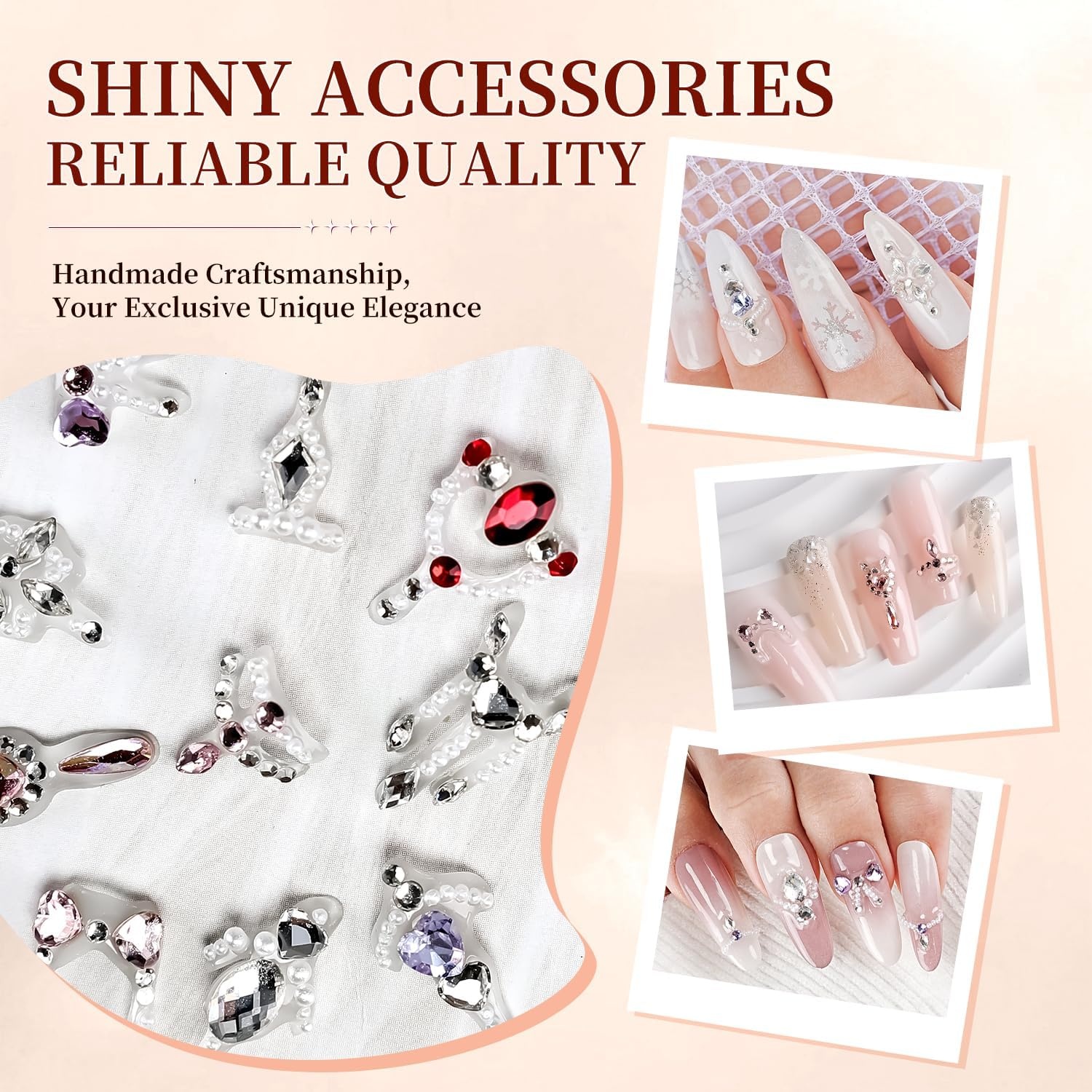 JODSONE Nail Charms,Nail Rhinestones Kit with 6 Boxes of Rhinestones,12 Nail Stickers in 2 Colors Multi Shape Pearls Jewels Crystals with Nails Art Tools(white) - view 3