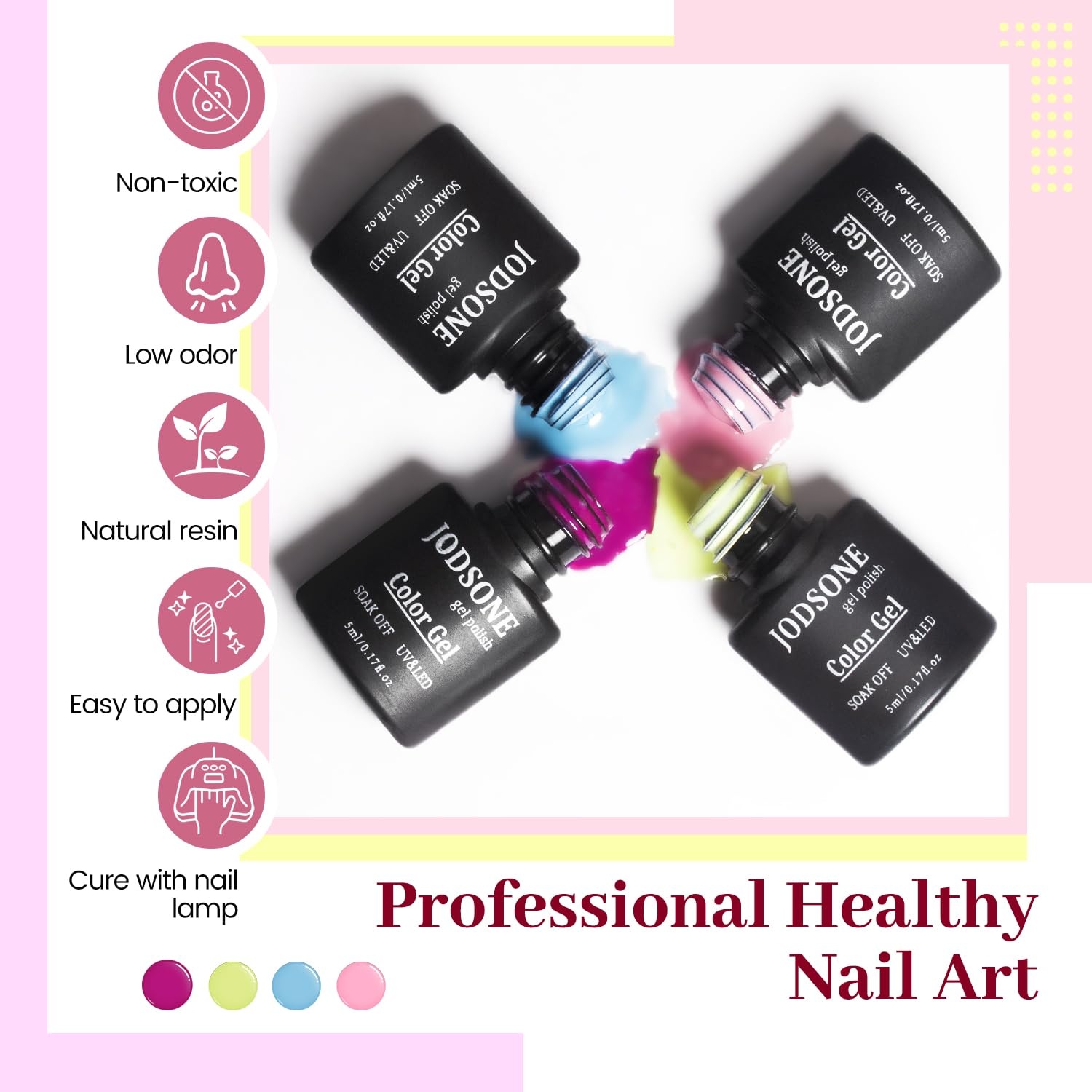 JODSONE 32 Colors Gel Nail Polish Kit with Base Coat Matte Glitter Top Coat Soak Off Manicure Tools Manicure Salon DIY at Home(B26) - view 2