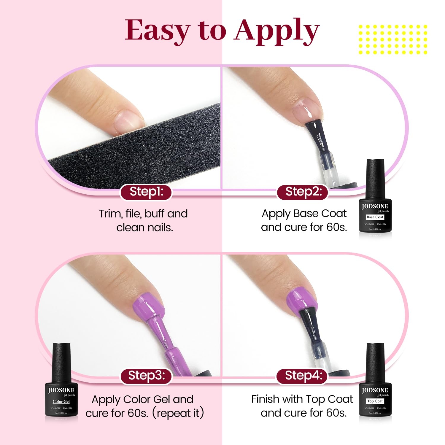 JODSONE 32 Colors Gel Nail Polish Kit with Base Coat Matte Glitter Top Coat Soak Off Manicure Tools Manicure Salon DIY at Home(B26) - view 6