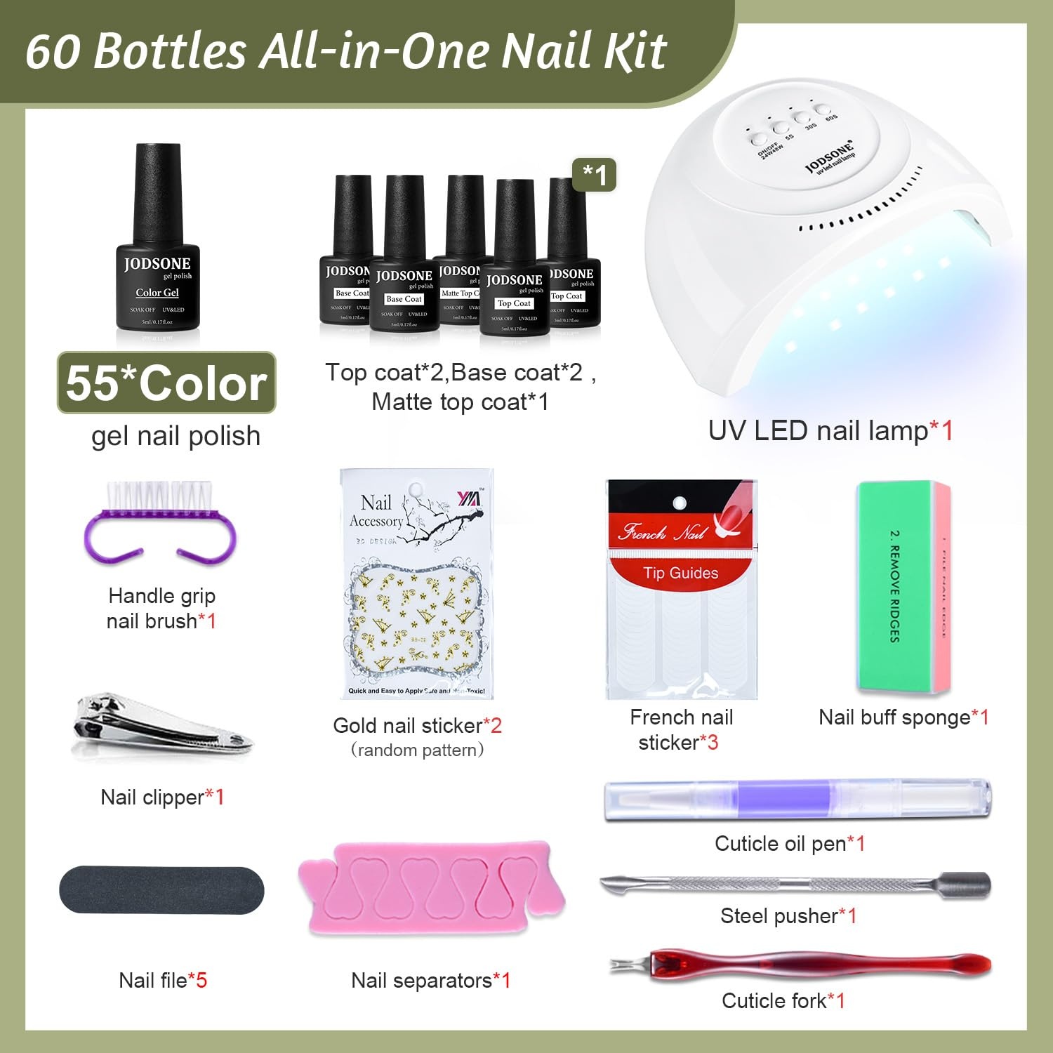 JODSONE 32 Colors Gel Nail Polish Kit with Base Coat Matte Glitter Top Coat Soak Off Manicure Tools Manicure Salon DIY at Home(B16) - view 2
