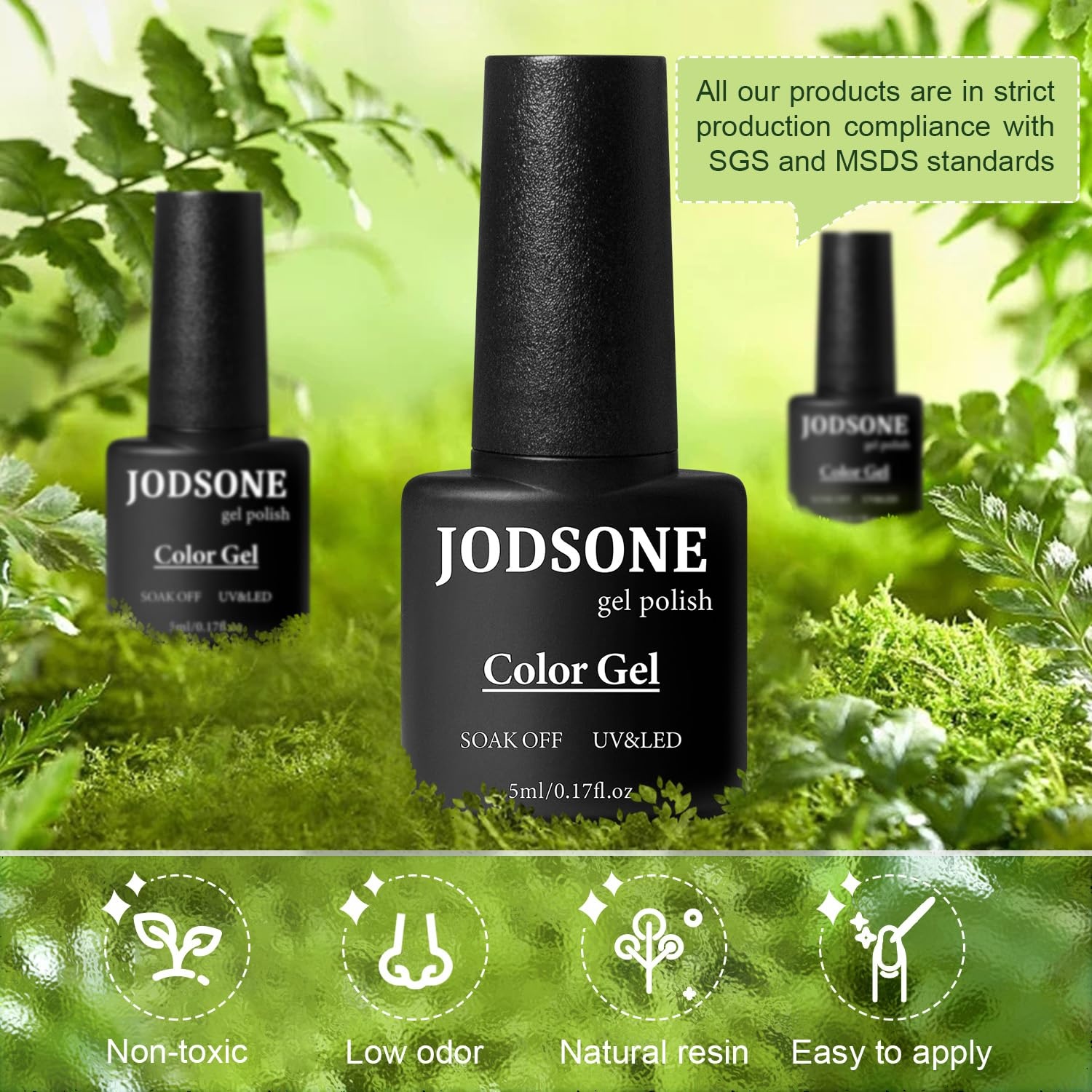 JODSONE 32 Colors Gel Nail Polish Kit with Base Coat Matte Glitter Top Coat Soak Off Manicure Tools Manicure Salon DIY at Home(B16) - view 5
