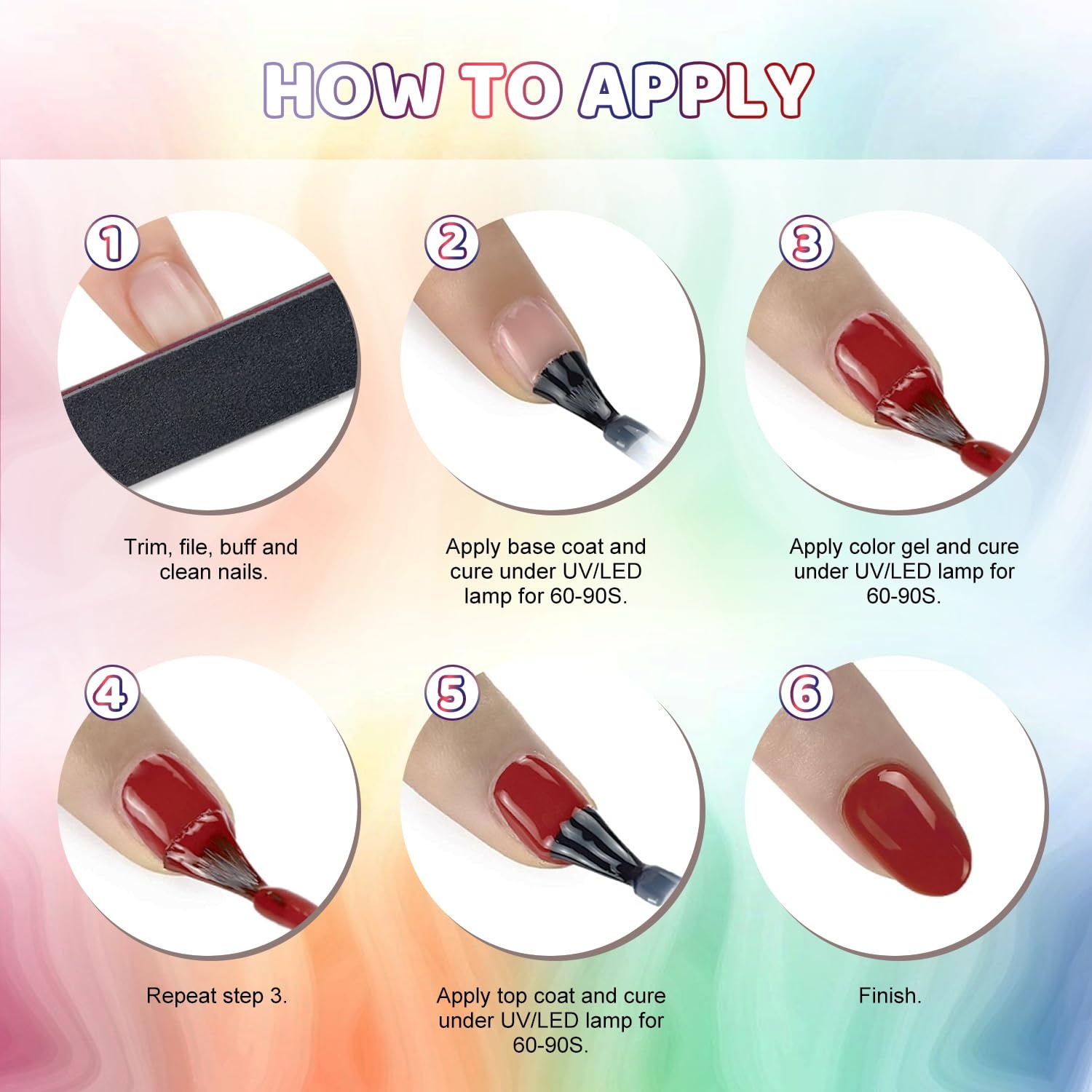 JODSONE 32 Colors Gel Nail Polish Kit with Base Coat Matte Glitter Top Coat Soak Off Manicure Tools Manicure Salon DIY at Home(B29) - view 8