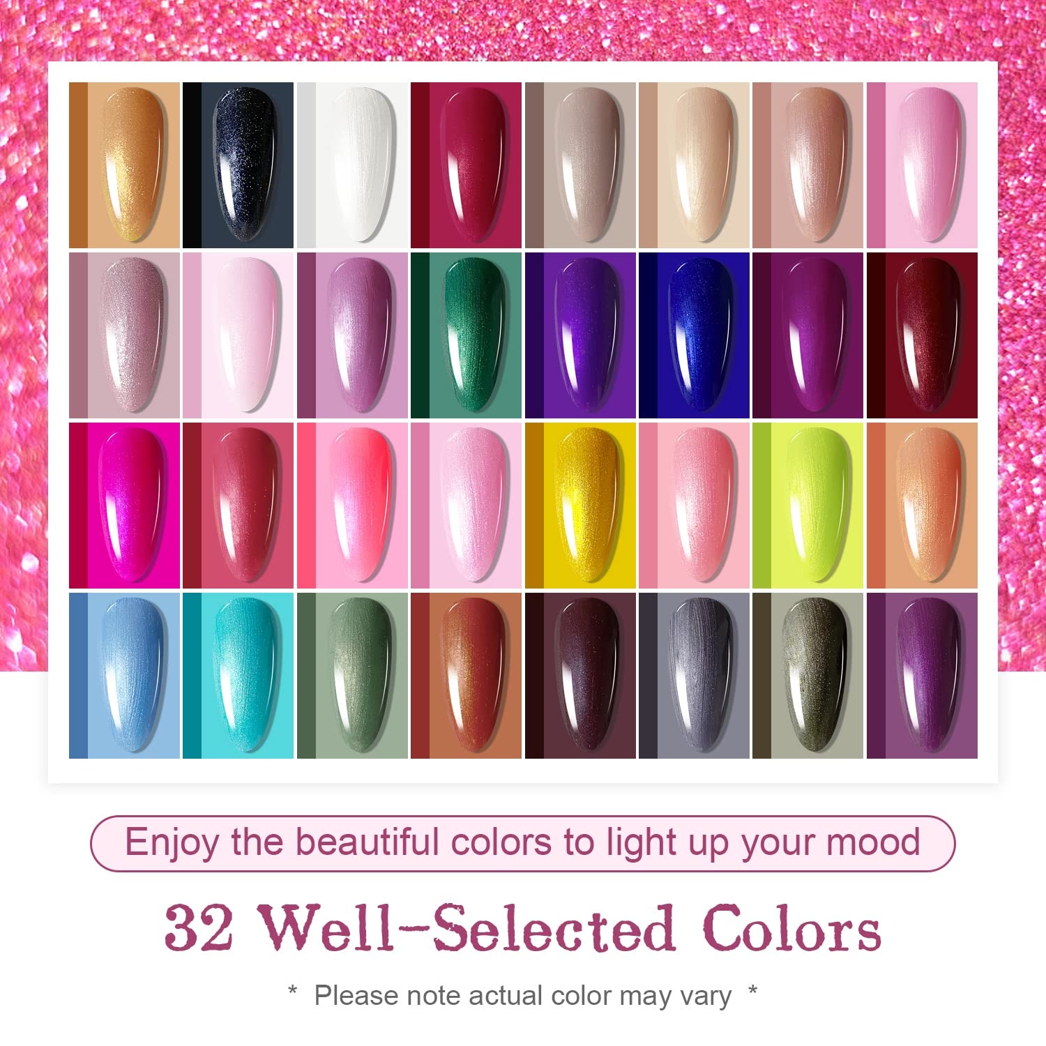JODSONE 32 Colors Gel Nail Polish Kit with Base Coat Matte Glitter Top Coat Soak Off Manicure Tools Manicure Salon DIY at Home(B25) - view 2