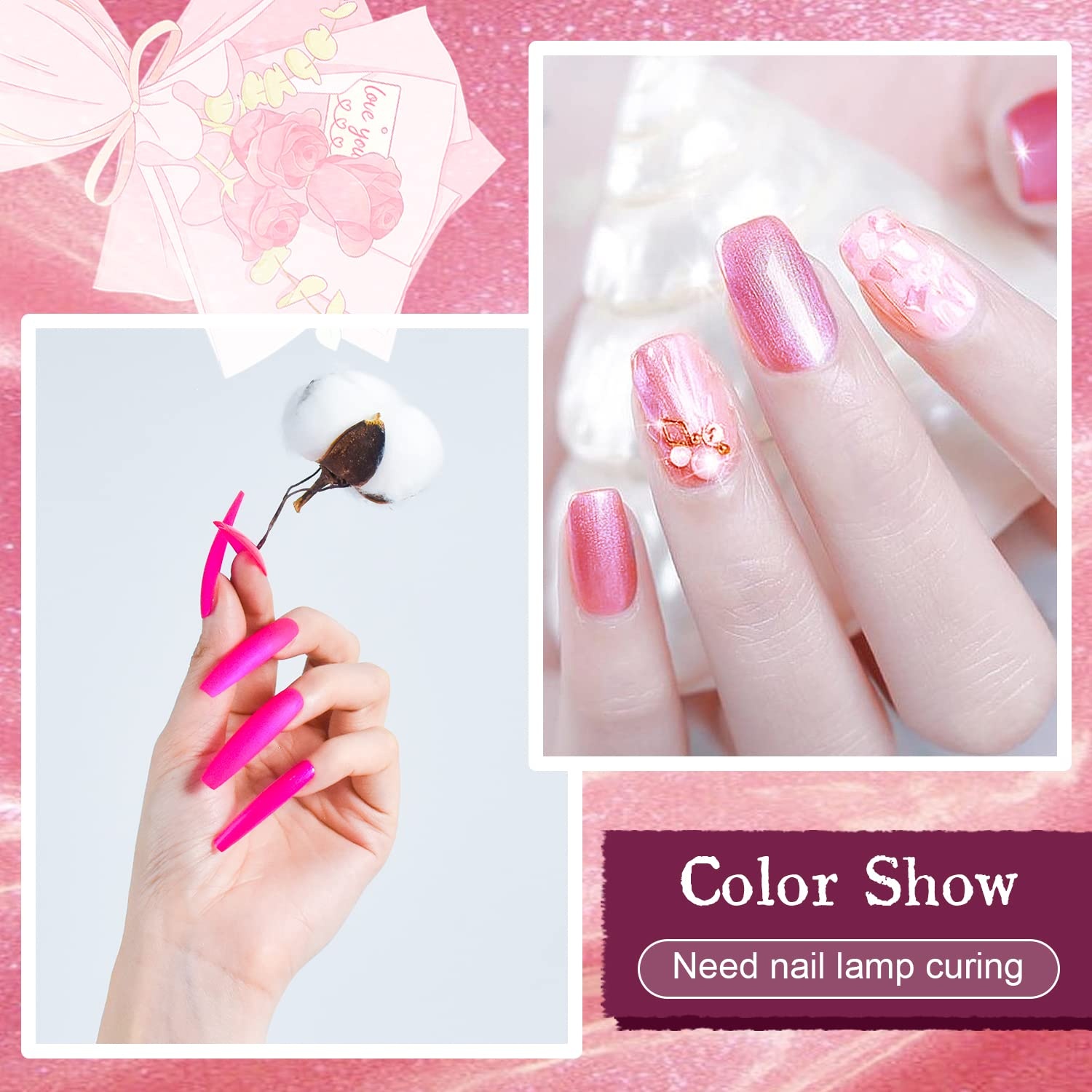 JODSONE 32 Colors Gel Nail Polish Kit with Base Coat Matte Glitter Top Coat Soak Off Manicure Tools Manicure Salon DIY at Home(B25) - view 3