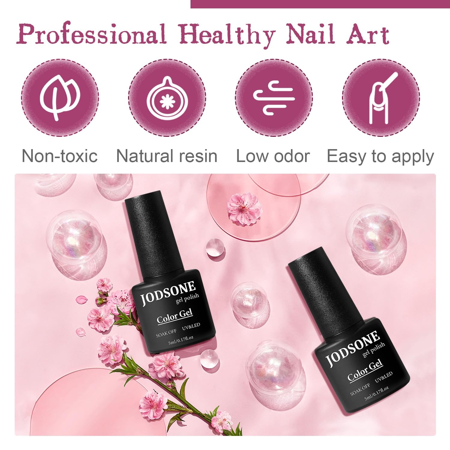 JODSONE 32 Colors Gel Nail Polish Kit with Base Coat Matte Glitter Top Coat Soak Off Manicure Tools Manicure Salon DIY at Home(B25) - view 5