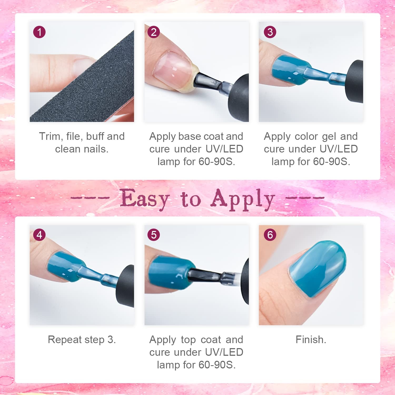 JODSONE 32 Colors Gel Nail Polish Kit with Base Coat Matte Glitter Top Coat Soak Off Manicure Tools Manicure Salon DIY at Home(B25) - view 6