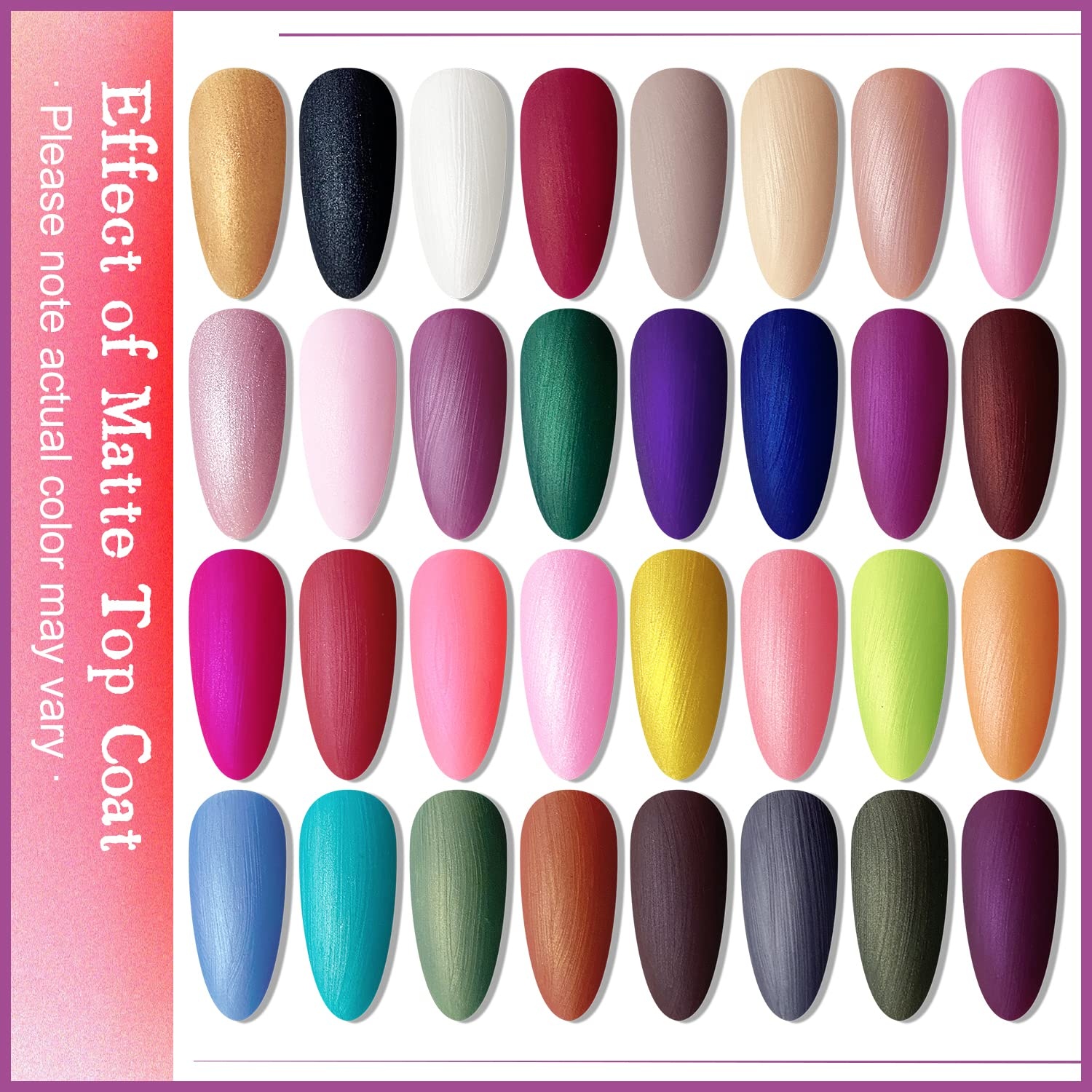 JODSONE 32 Colors Gel Nail Polish Kit with Base Coat Matte Glitter Top Coat Soak Off Manicure Tools Manicure Salon DIY at Home(B25) - view 7