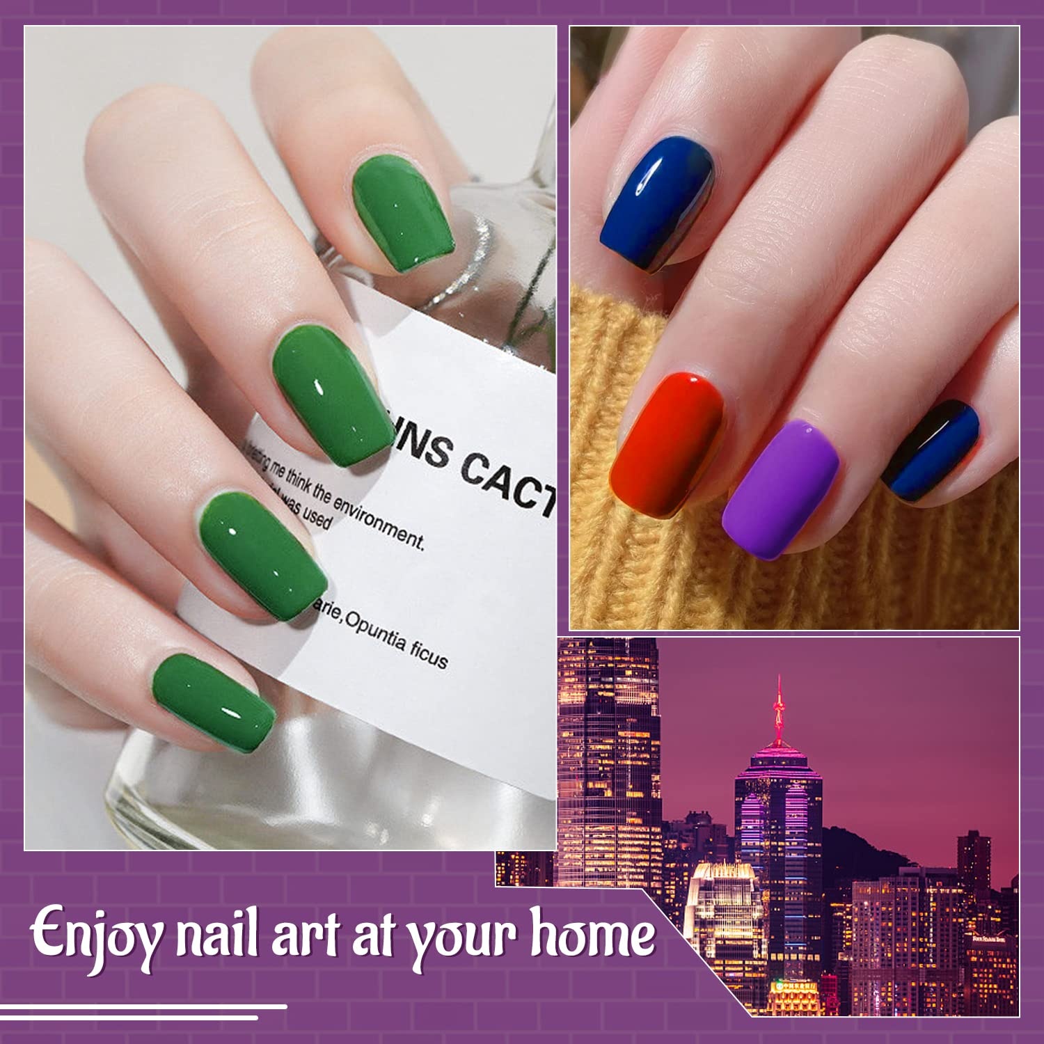 JODSONE 32 Colors Gel Nail Polish Kit with Base Coat Matte Glitter Top Coat Soak Off Manicure Tools Manicure Salon DIY at Home(B17) - view 5