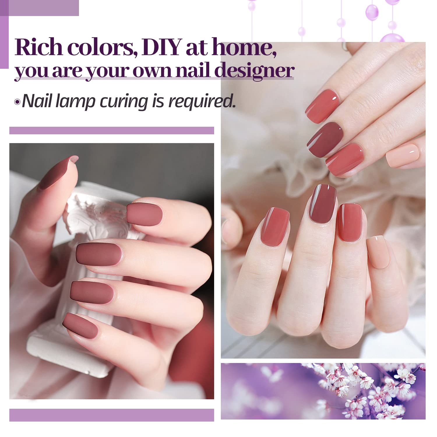 JODSONE 32 Colors Gel Nail Polish Kit with Base Coat Matte Glitter Top Coat Soak Off Manicure Tools Manicure Salon DIY at Home(B04) - view 3