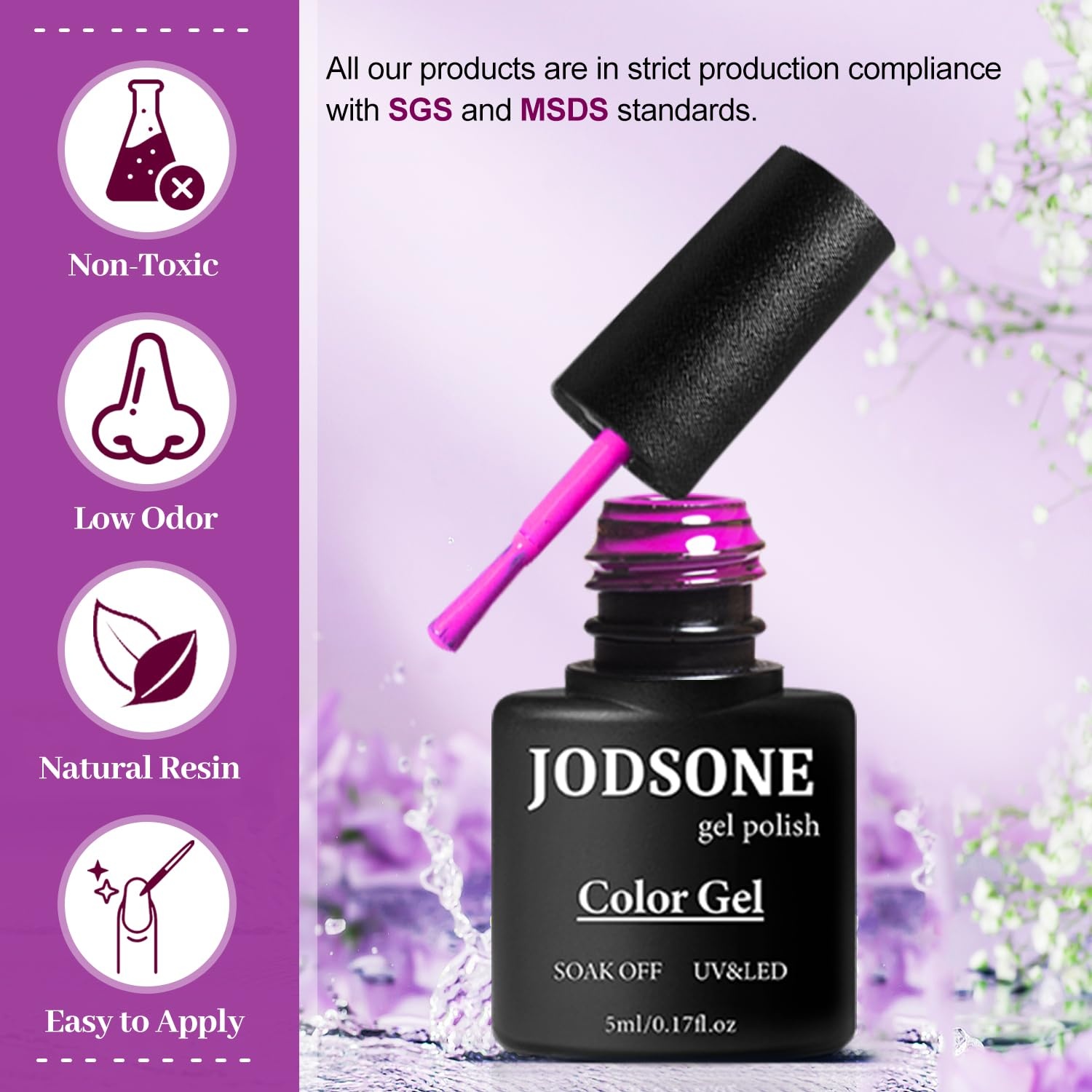 JODSONE 32 Colors Gel Nail Polish Kit with Base Coat Matte Glitter Top Coat Soak Off Manicure Tools Manicure Salon DIY at Home(B04) - view 5