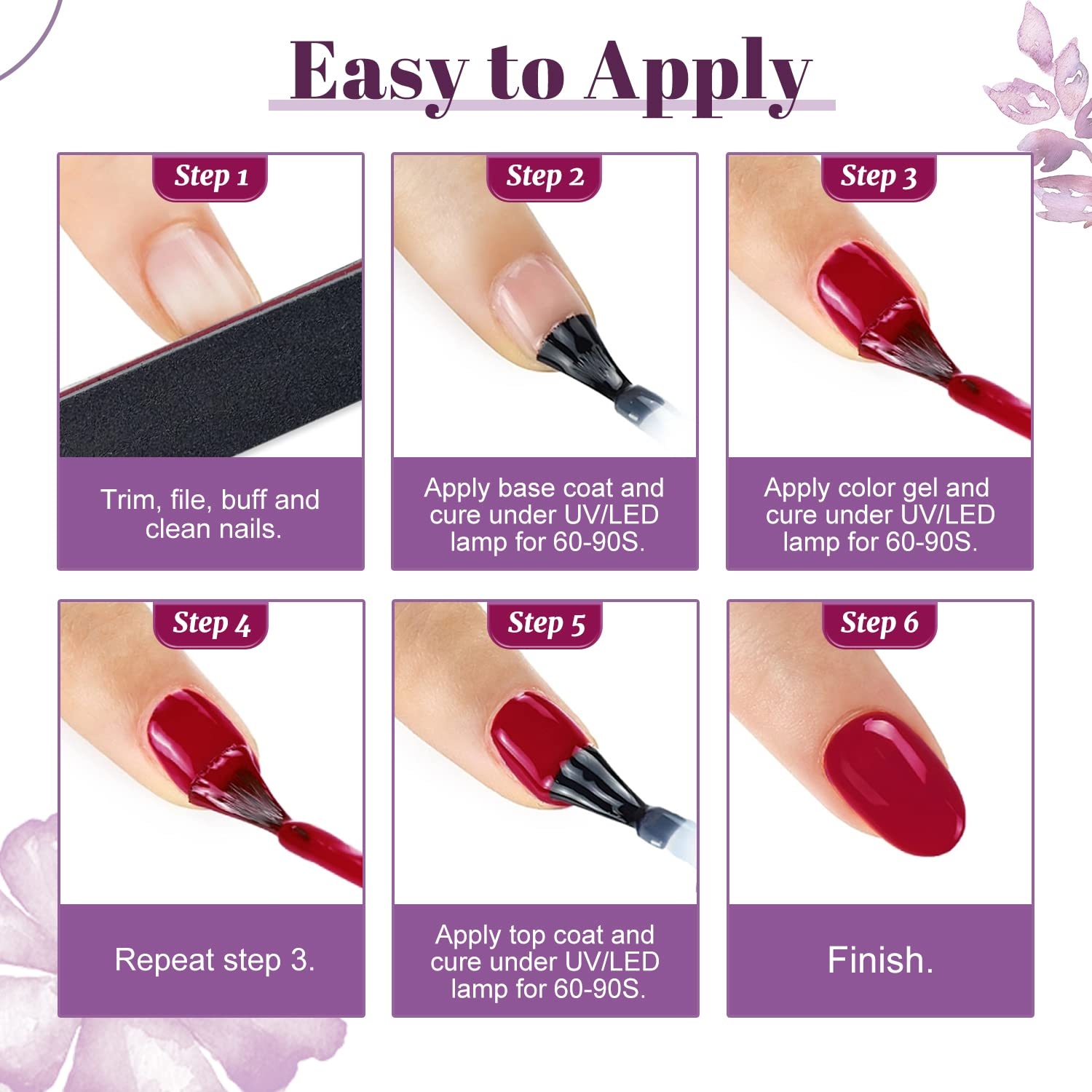 JODSONE 32 Colors Gel Nail Polish Kit with Base Coat Matte Glitter Top Coat Soak Off Manicure Tools Manicure Salon DIY at Home(B04) - view 6