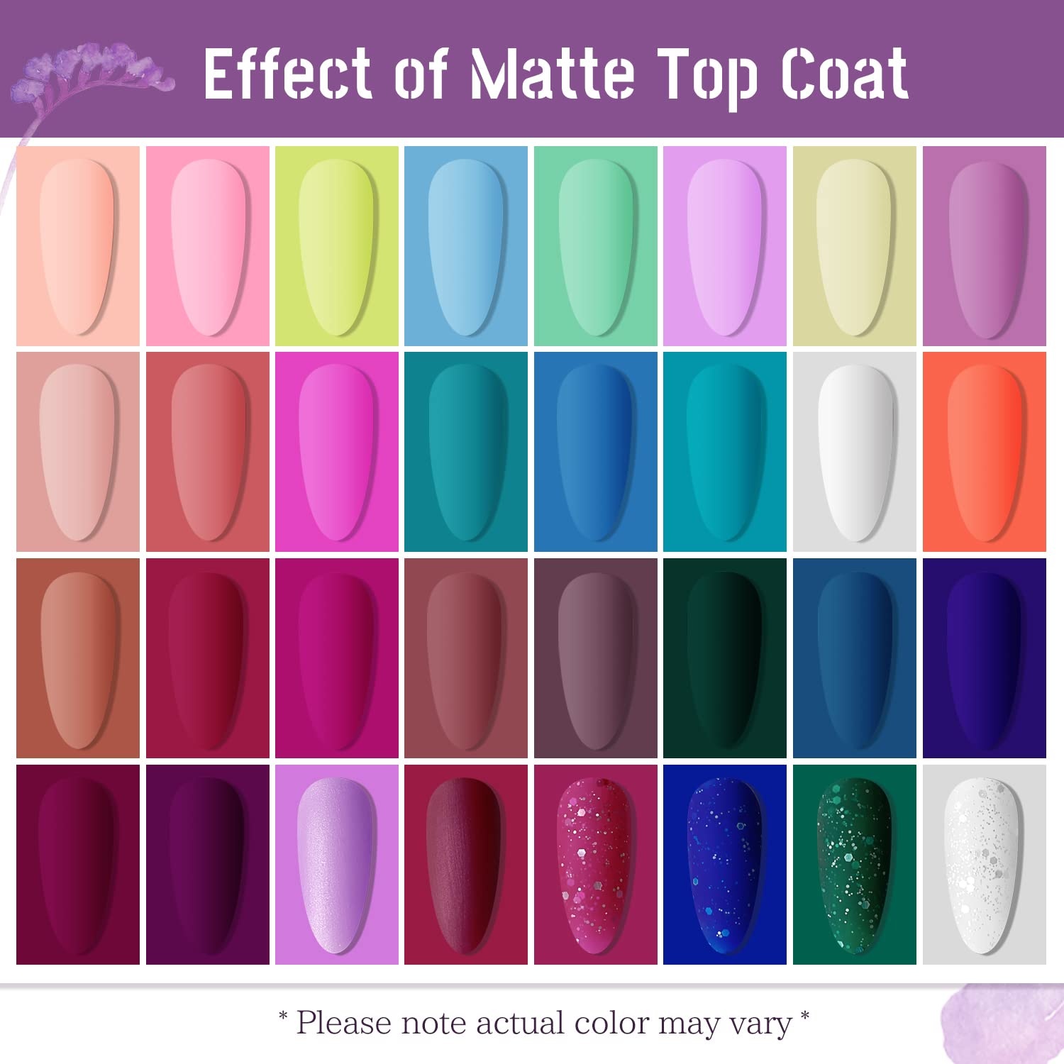 JODSONE 32 Colors Gel Nail Polish Kit with Base Coat Matte Glitter Top Coat Soak Off Manicure Tools Manicure Salon DIY at Home(B04) - view 7