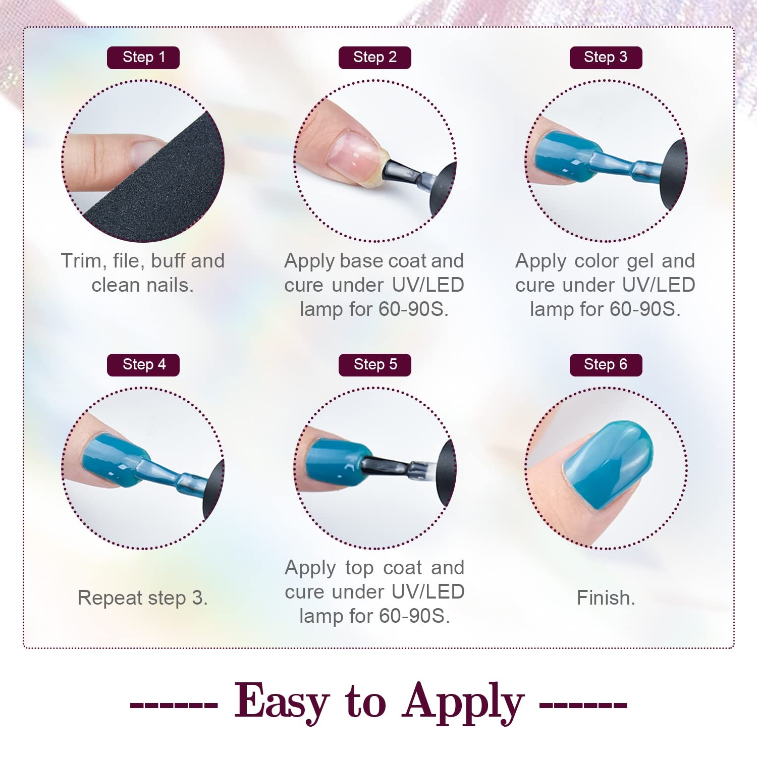 JODSONE 32 Colors Gel Nail Polish Kit with Base Coat Matte Glitter Top Coat Soak Off Manicure Tools Manicure Salon DIY at Home(B20) - view 6