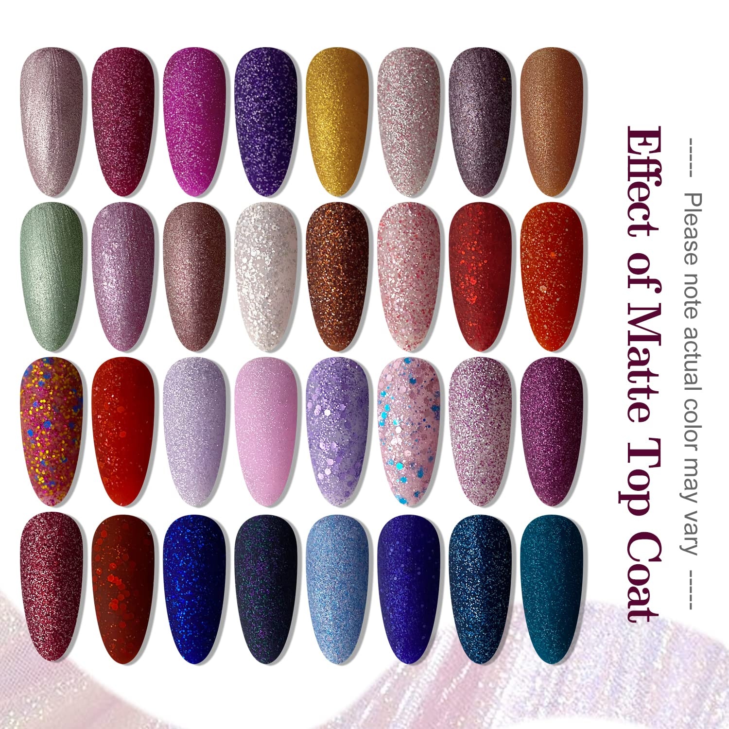 JODSONE 32 Colors Gel Nail Polish Kit with Base Coat Matte Glitter Top Coat Soak Off Manicure Tools Manicure Salon DIY at Home(B20) - view 7