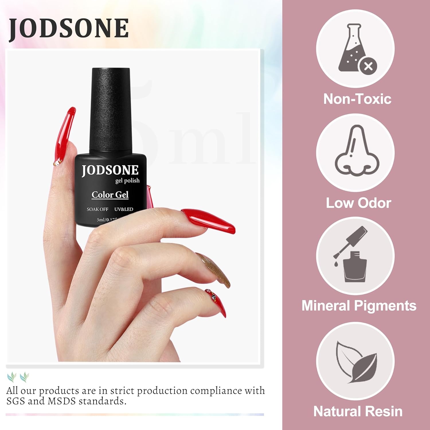 JODSONE 32 Colors Gel Nail Polish Kit with Base Coat Matte Glitter Top Coat Soak Off Manicure Tools Manicure Salon DIY at Home(B02) - view 5