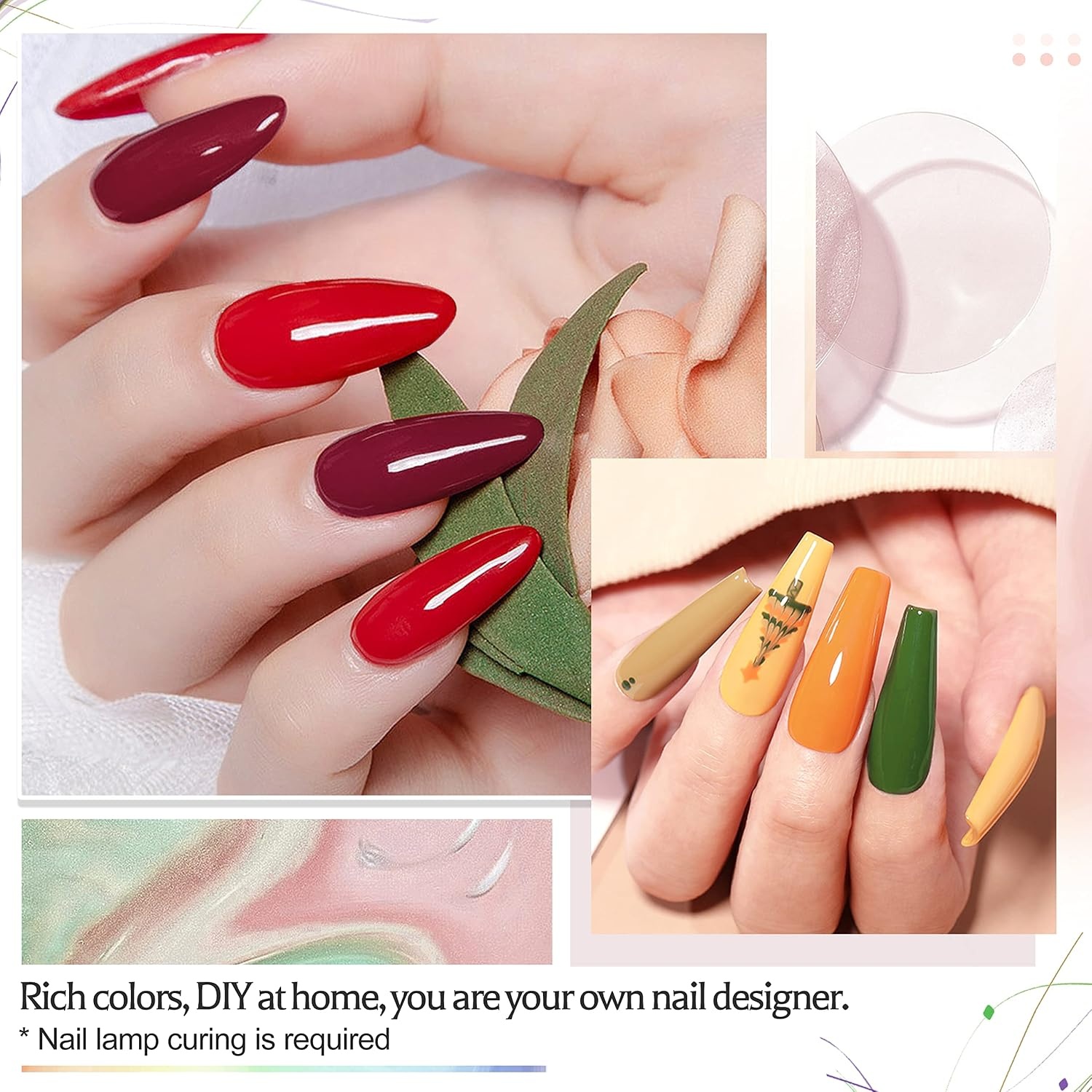 JODSONE 32 Colors Gel Nail Polish Kit with Base Coat Matte Glitter Top Coat Soak Off Manicure Tools Manicure Salon DIY at Home(B02) - view 6