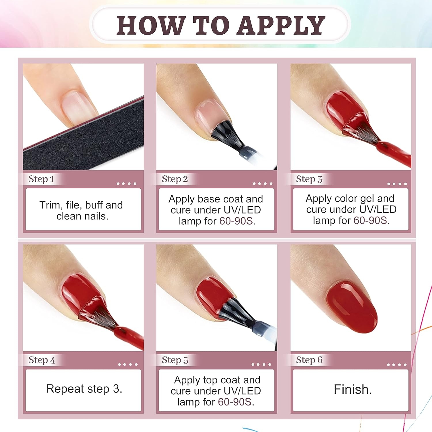JODSONE 32 Colors Gel Nail Polish Kit with Base Coat Matte Glitter Top Coat Soak Off Manicure Tools Manicure Salon DIY at Home(B02) - view 8