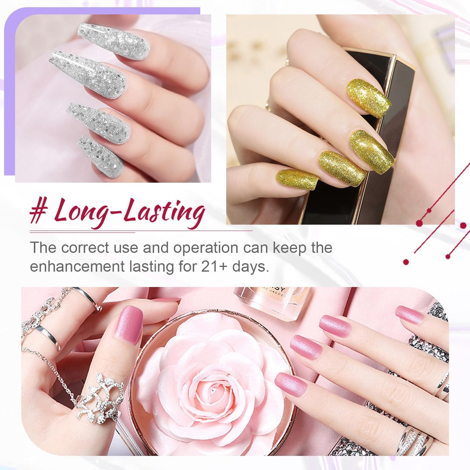 JODSONE 32 Colors Gel Nail Polish Kit with Base Coat Matte Glitter Top Coat Soak Off Manicure Tools Manicure Salon DIY at Home(B22) - view 5