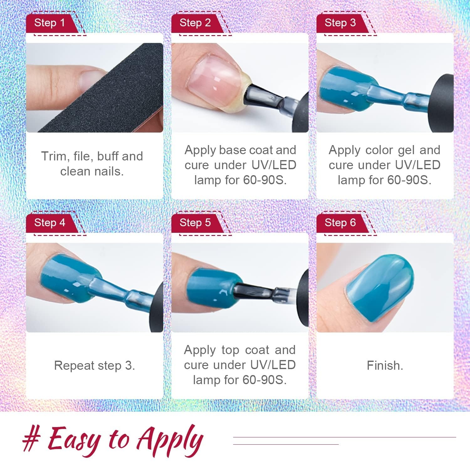 JODSONE 32 Colors Gel Nail Polish Kit with Base Coat Matte Glitter Top Coat Soak Off Manicure Tools Manicure Salon DIY at Home(B22) - view 7
