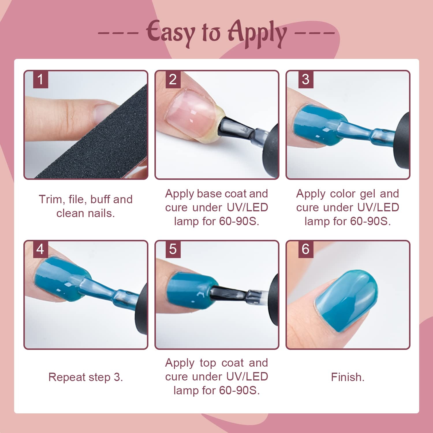 JODSONE 32 Colors Gel Nail Polish Kit with Base Coat Matte Glitter Top Coat Soak Off Manicure Tools Manicure Salon DIY at Home(B10) - view 6